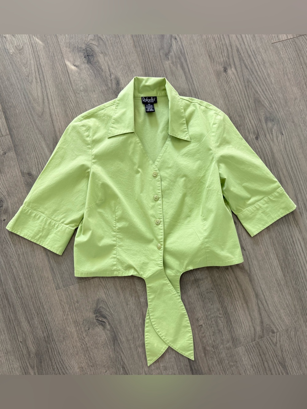 Rafaella Lime Green Collared Button-Front Top